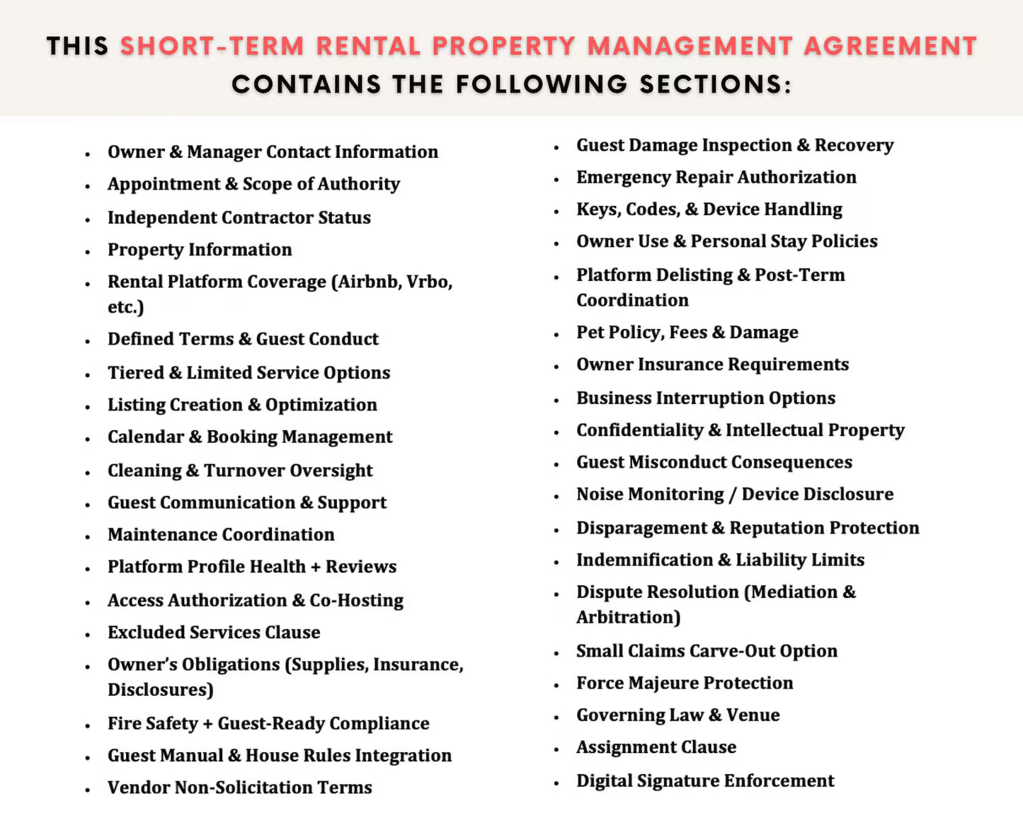 Short-Term Rental Property Management Contract