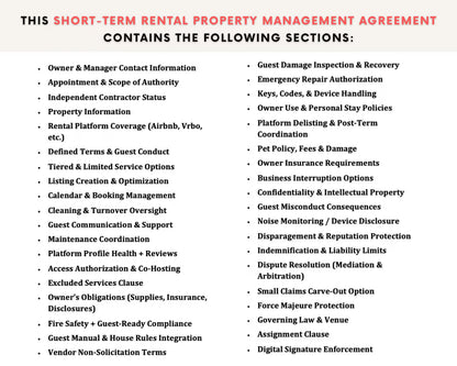 Short-Term Rental Property Management Contract