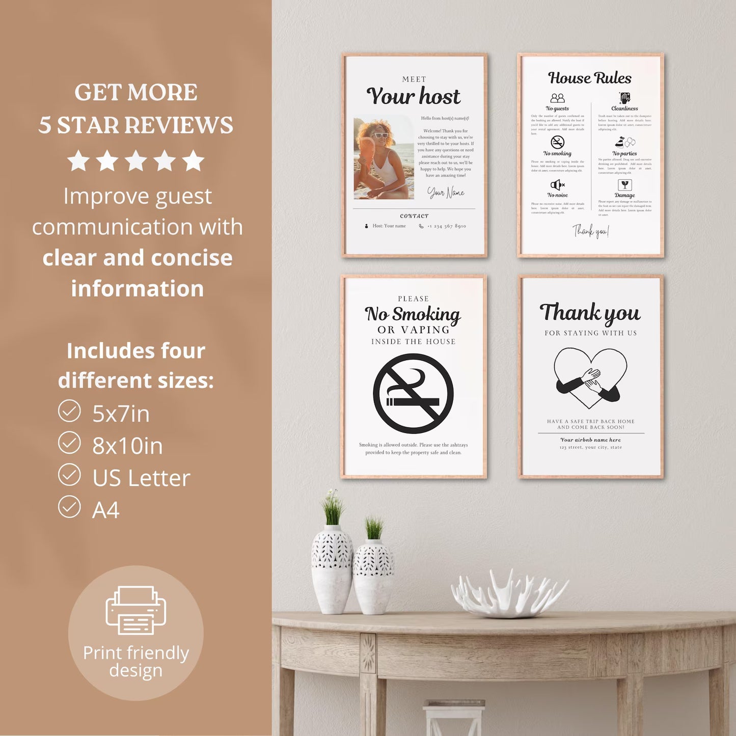 The Ultimate Airbnb Host Sign Kit – 60 Editable Templates to Impress Every Guest